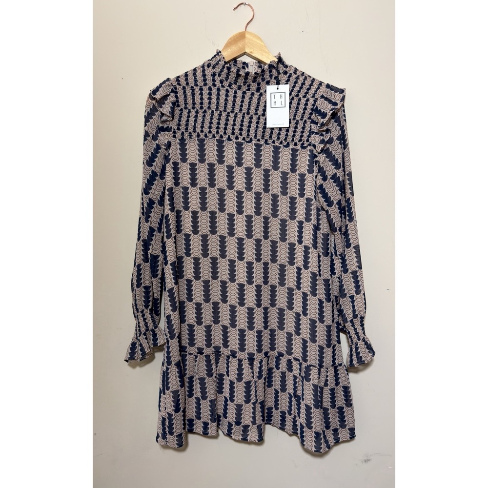 NWT THML Women's Smocked Mini Dress Size S Anthropologie Modern Ruffle Boho